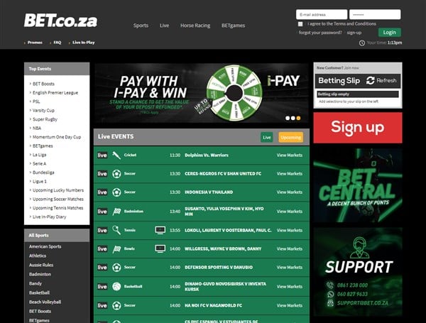 BET.co.za sports review